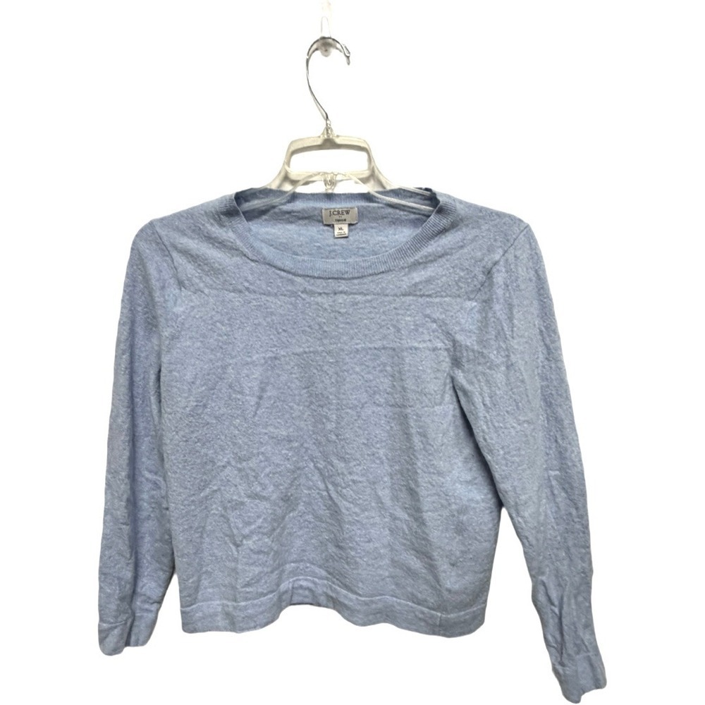 J. Crew Teddie Cropped Merino Wool Blend Baby Blue Sweater Size XL Prep